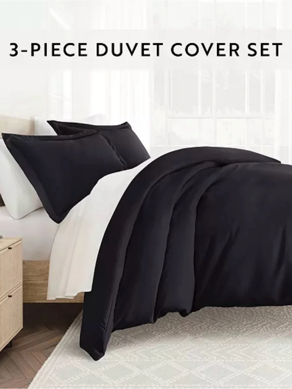 Ienjoy Full/Queen Premium Duvet Cover 3-pc set - Black